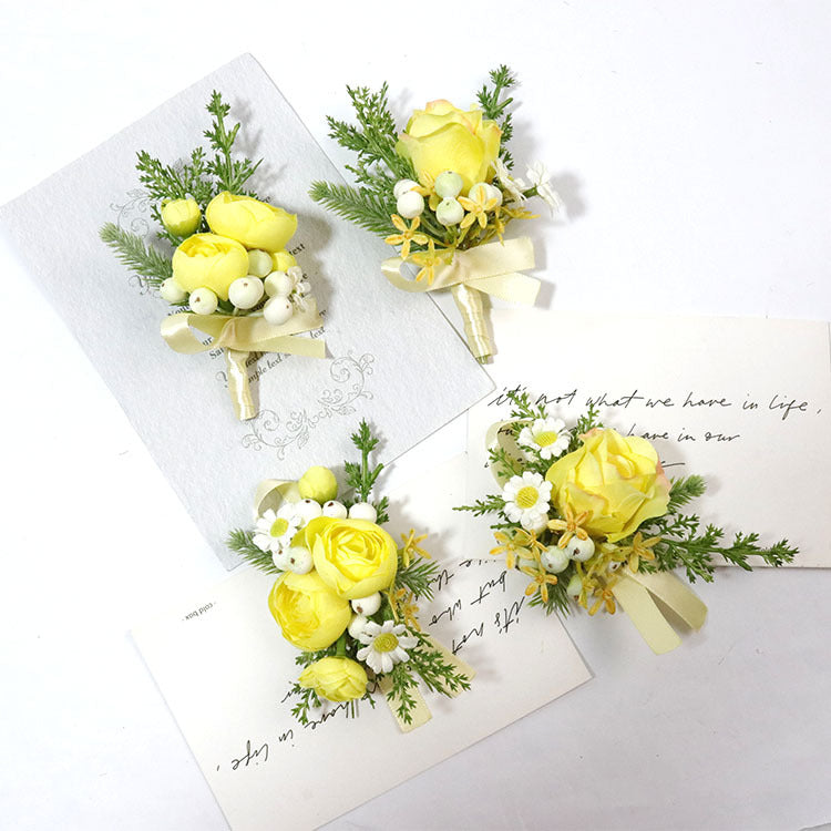 Bulk Yellow Corsage and Boutonniere Rustic Vintage Weddings Proms Wholesale