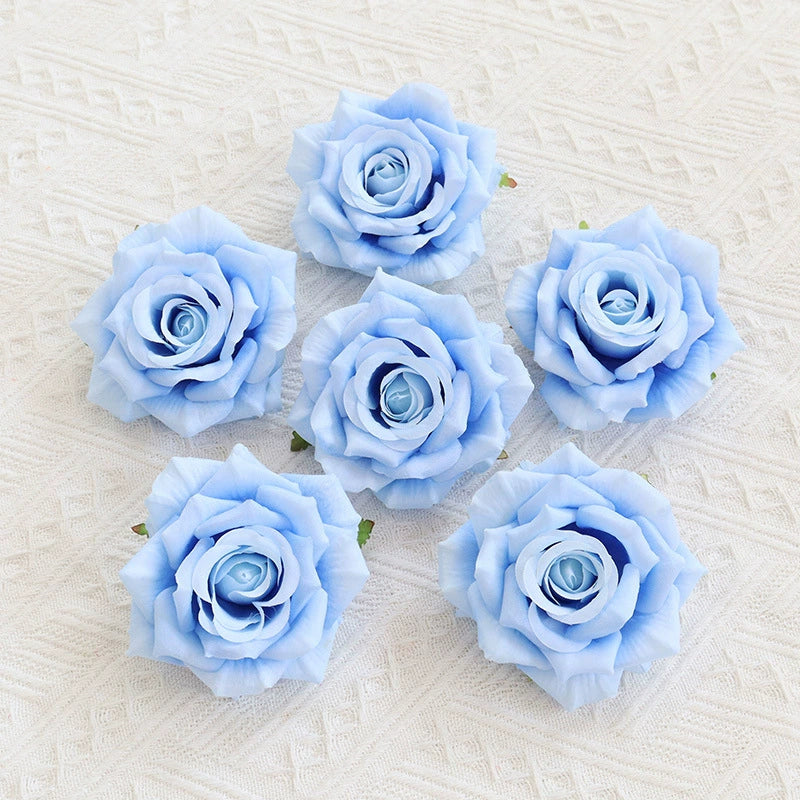Bulk 6Pcs Curled Rose Heads for Crafts Centerpiece Wedding Party Decoration Bouquet Home Garden Decor Wholesale