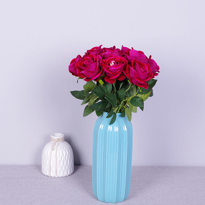 Bulk Exclusive 10Pcs 22 Colors Rose Stems Silk Flowers Baccara Artificial for Arrangement Wedding Party Home Decoration Wholesale