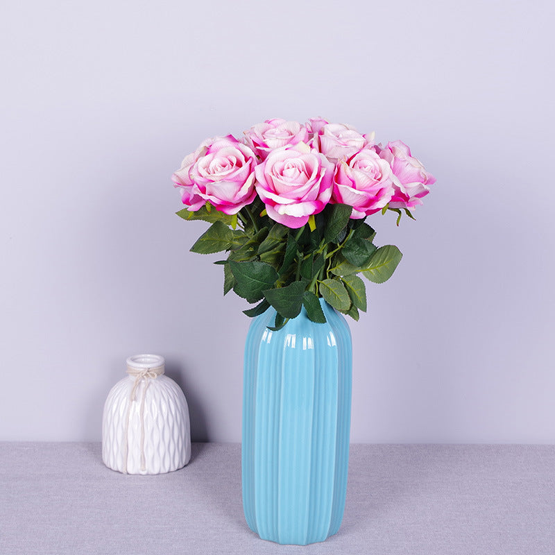 Lot de 10 bouquets de roses artificielles en flanelle bionique, liquidation en vrac, pour arrangement, fête de mariage, décoration de la maison, vente en gros 