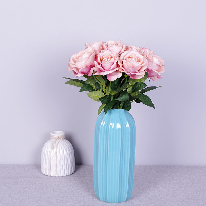 Lot de 10 bouquets de roses artificielles en flanelle bionique, liquidation en vrac, pour arrangement, fête de mariage, décoration de la maison, vente en gros 