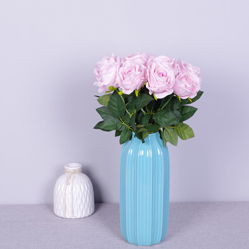 Lot de 10 bouquets de roses artificielles en flanelle bionique, liquidation en vrac, pour arrangement, fête de mariage, décoration de la maison, vente en gros 