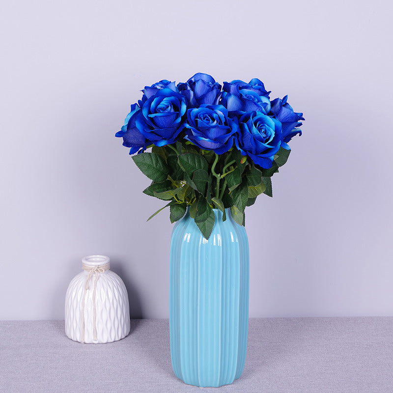 Lot de 10 bouquets de roses artificielles en flanelle bionique, liquidation en vrac, pour arrangement, fête de mariage, décoration de la maison, vente en gros 