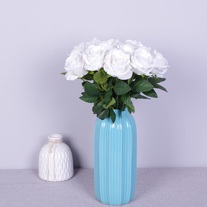 Lot de 10 bouquets de roses artificielles en flanelle bionique, liquidation en vrac, pour arrangement, fête de mariage, décoration de la maison, vente en gros 