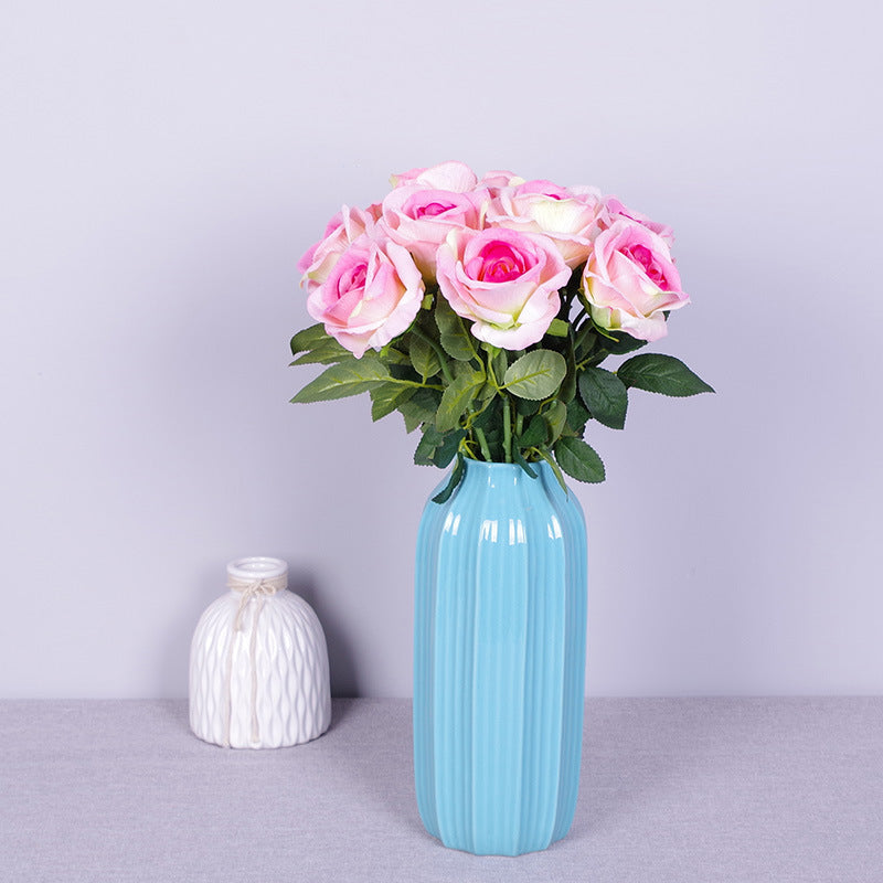 Lot de 10 bouquets de roses artificielles en flanelle bionique, liquidation en vrac, pour arrangement, fête de mariage, décoration de la maison, vente en gros 