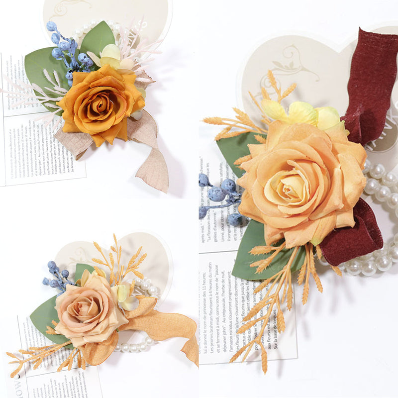 Corsage de poignet en fleur de rose orange fait à la main en gros