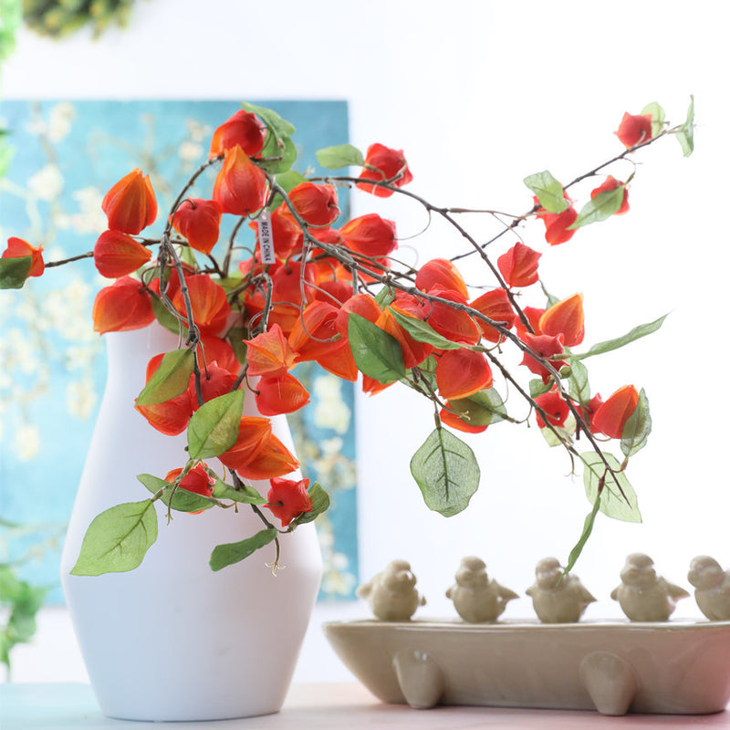 Bulk Extra Long Stem 34" Lantern Dangling Fruit Vine with Leaf Artificial Fruit Floral Wholesale