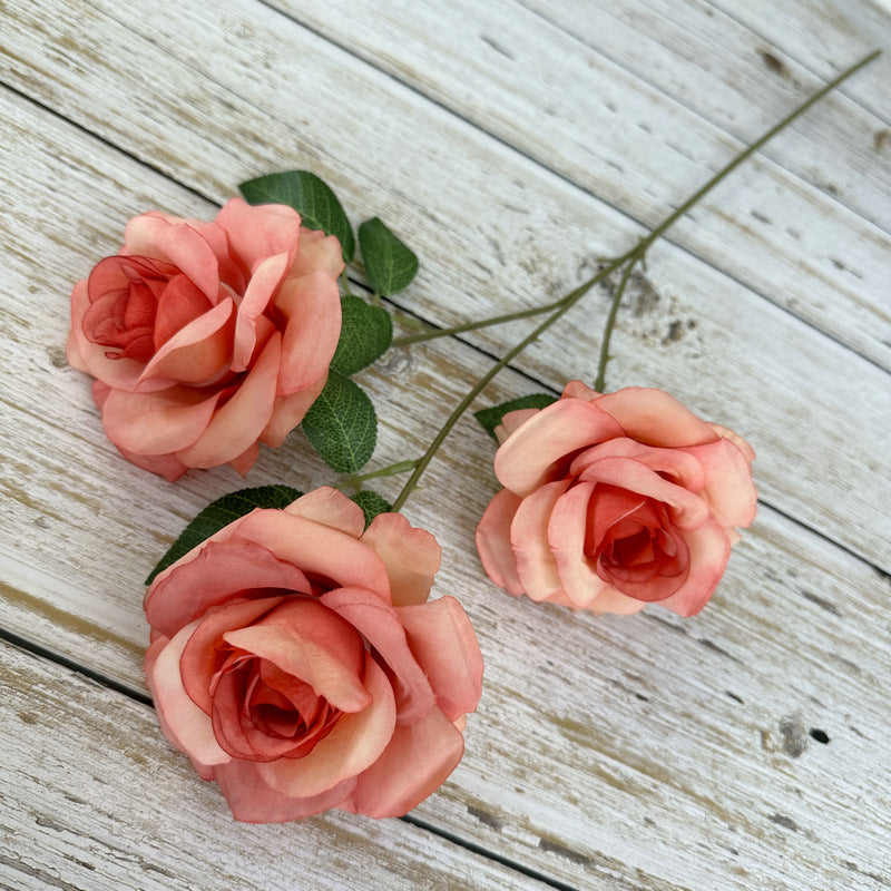 Tiges de gerbe de roses poussiéreuses de la princesse Diana en vrac, fleurs artificielles en soie, vente en gros, 25"