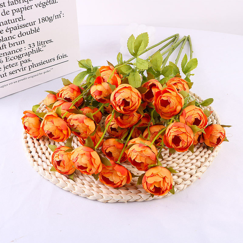Bulk 8pcs Burnt Orange & Mustard Yellow Peony Buds Flowers for Wedding Home Decorations Wholesale