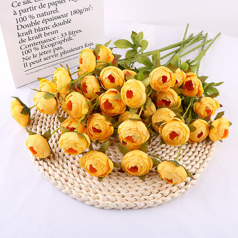 Bulk 8pcs Burnt Orange & Mustard Yellow Peony Buds Flowers for Wedding Home Decorations Wholesale