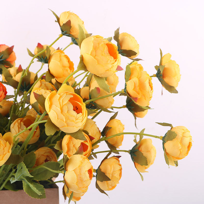 Bulk 8pcs Burnt Orange & Mustard Yellow Peony Buds Flowers for Wedding Home Decorations Wholesale