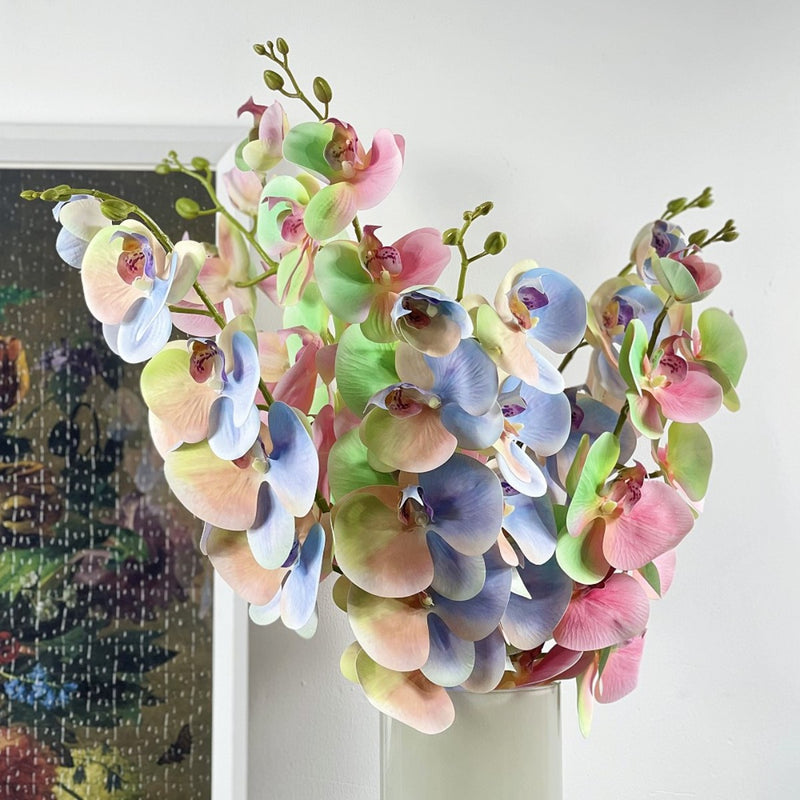 Bulk Exclusive Gradient Plastic Orchids Stem Phalaenopsis Flowers Artificial Wholesale