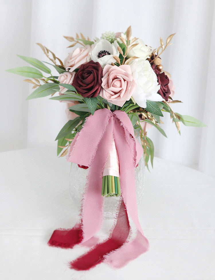 Bulk Wedding Dusty Rose Cascading Rose Bridal Bouquet Peony Bridal Bouquet Wholesale