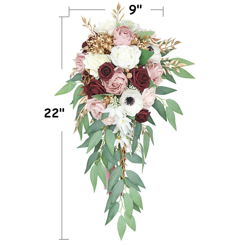 Bulk Wedding Dusty Rose Cascading Rose Bridal Bouquet Peony Bridal Bouquet Wholesale