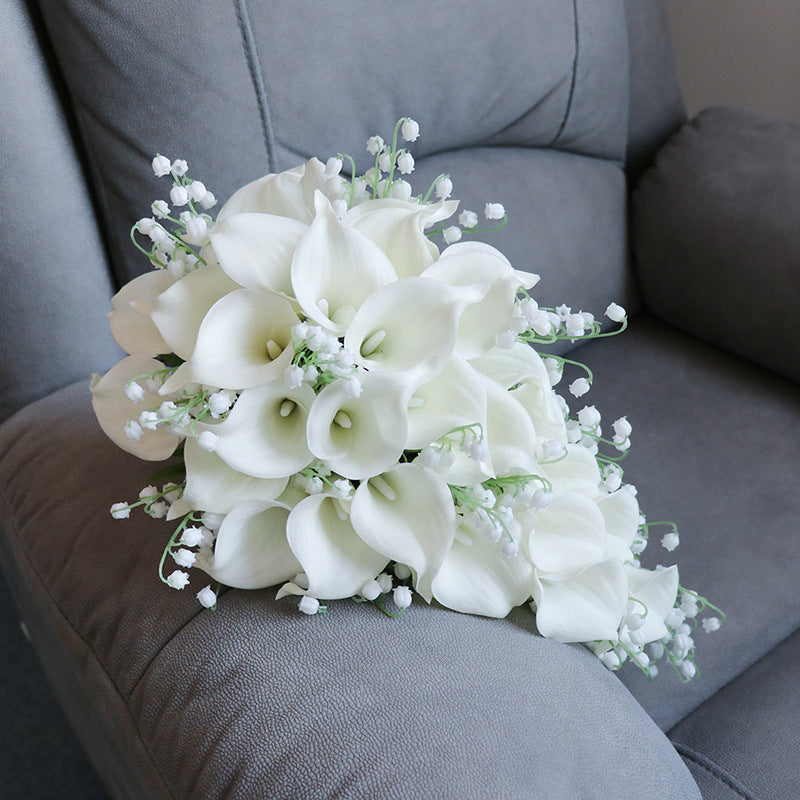 Bouquets de mariage en cascade de lys calla de 9 pouces en vrac avec muguet en gros