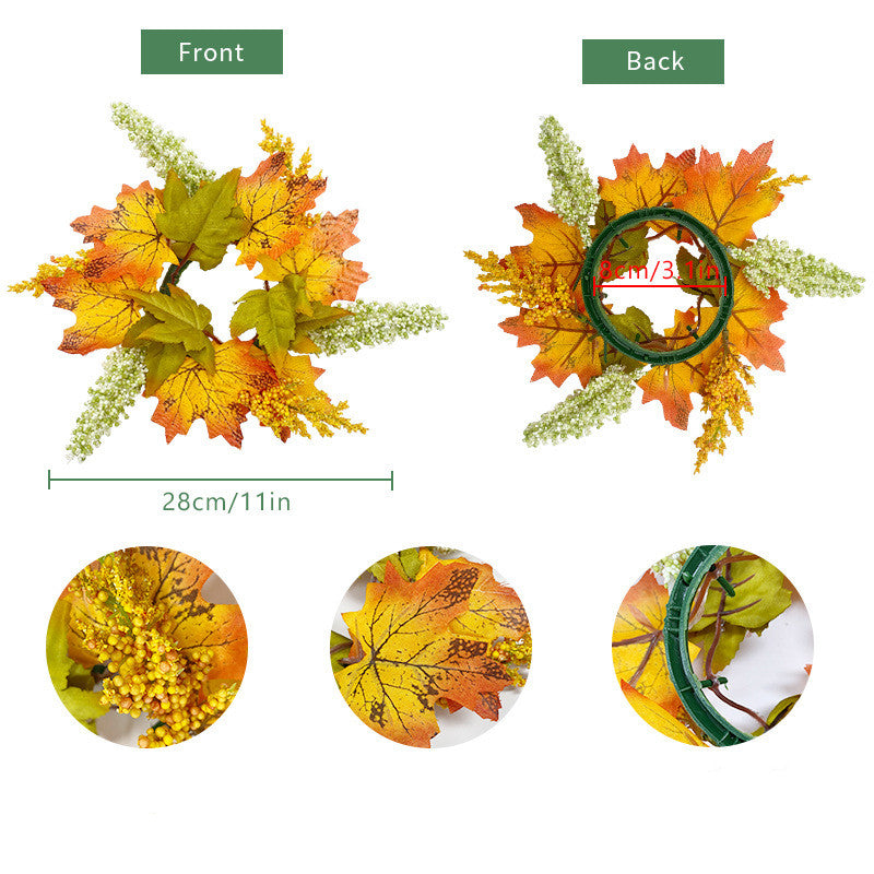 Lot de 4 anneaux de bougies d'automne en vrac pour les centres de table de Thanksgiving, décoration de table d'automne, vente en gros