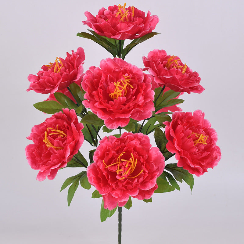 Bulk 19 inches Tall Peony Bush Artificial Cemetery Flowers Wholesale