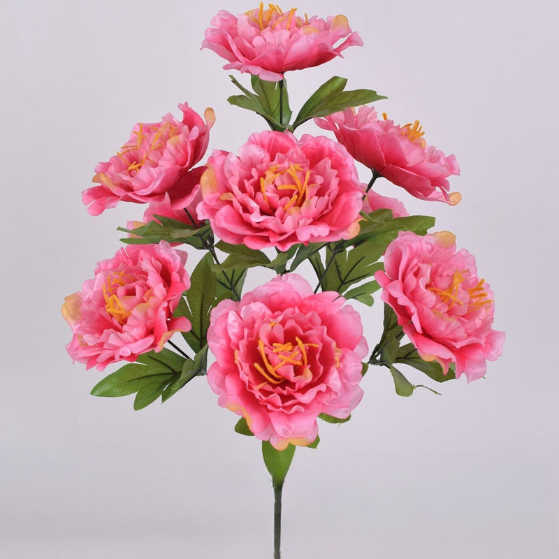 Bulk 19 inches Tall Peony Bush Artificial Cemetery Flowers Wholesale