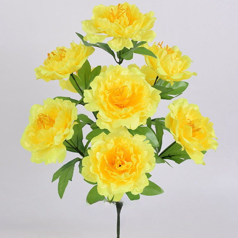 Bulk 19 inches Tall Peony Bush Artificial Cemetery Flowers Wholesale