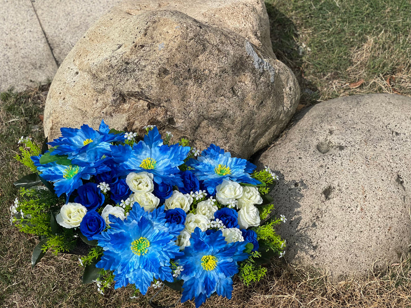 Bulk Royal Blue Cemetery Flower Headstone Flower Saddle Wholesale