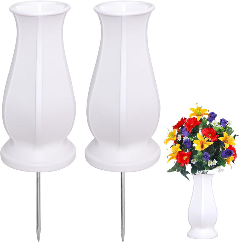 Bulk Upgraded 2pcs No Leaks Control Cemetery Vases with Spikes for Fresh Flowers Artificial Flowers Wholesale