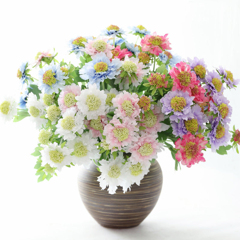 Bulk 18" Cephalaria Silk Flower Stems Ideal for Wedding & Home Decor Wholesale