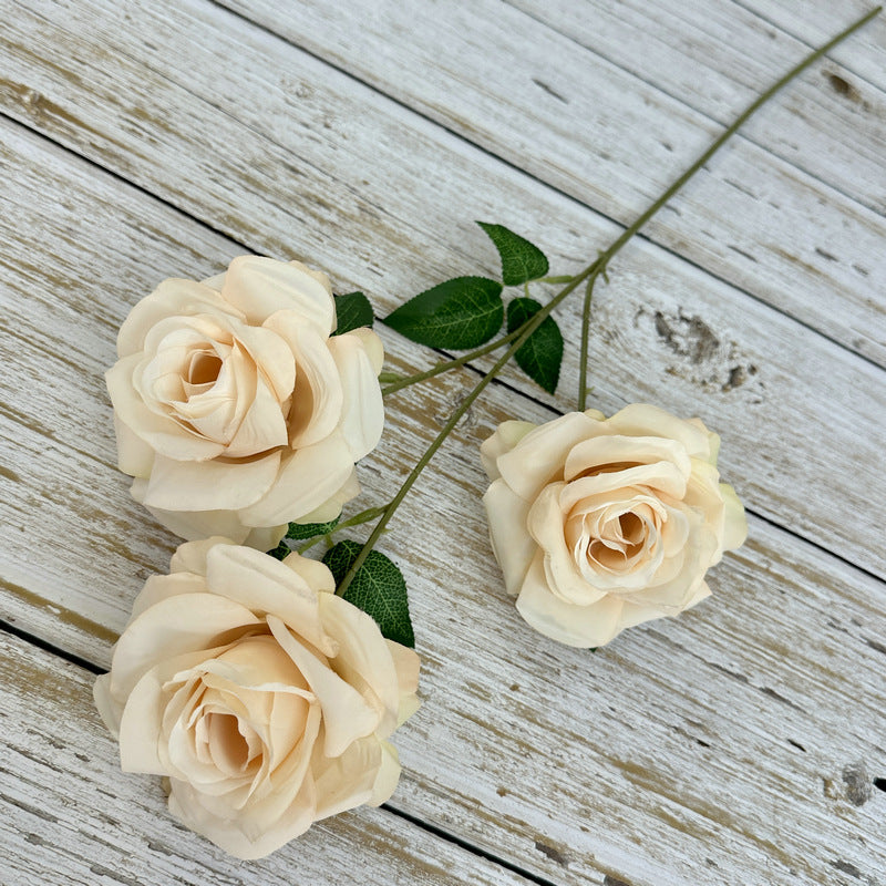 Tiges de gerbe de roses poussiéreuses de la princesse Diana en vrac, fleurs artificielles en soie, vente en gros, 25"