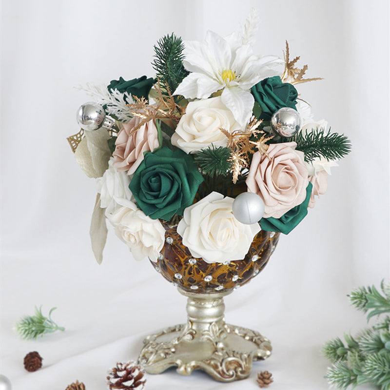 Coffret de fleurs artificielles de Noël en vrac pour décorations d'arbres à faire soi-même, couronnes, compositions florales, fêtes, vente en gros