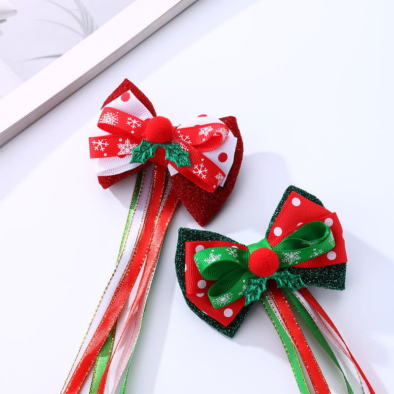 Bulk 2pcs Christmas Bow Ornaments with Clips for Tree Gift Wrapping Wholesale