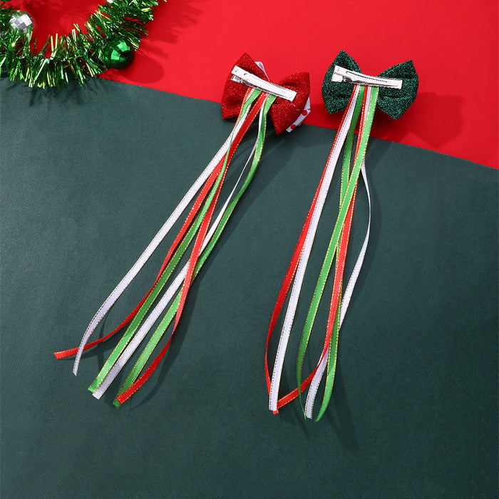 Bulk 2pcs Christmas Bow Ornaments with Clips for Tree Gift Wrapping Wholesale