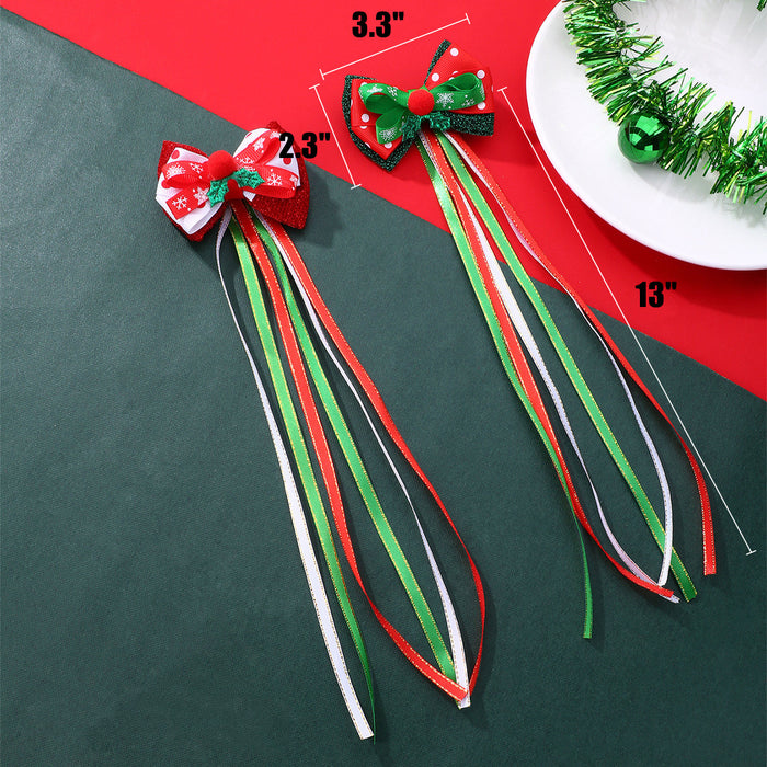 Bulk 2pcs Christmas Bow Ornaments with Clips for Tree Gift Wrapping Wholesale