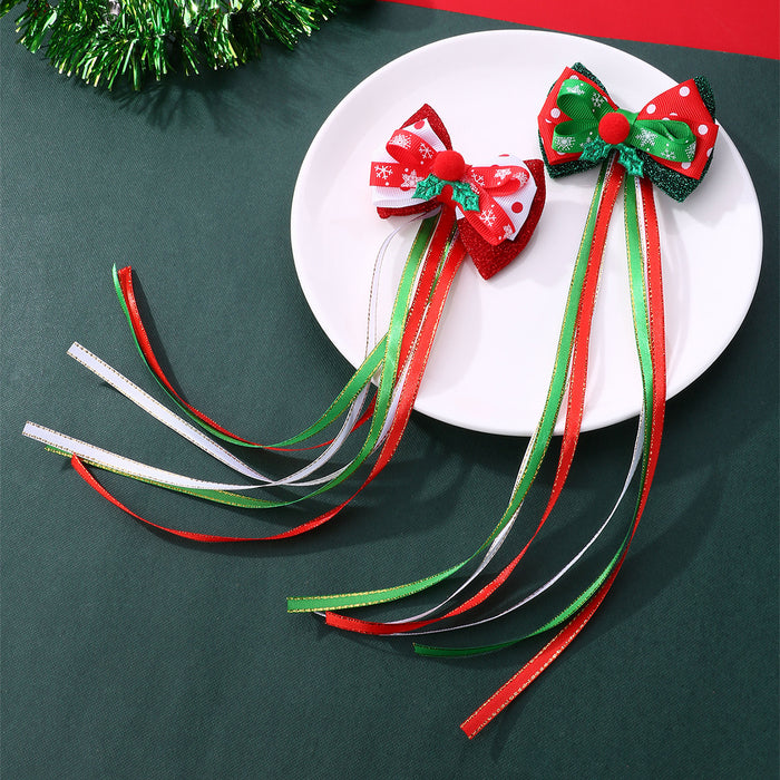 Bulk 2pcs Christmas Bow Ornaments with Clips for Tree Gift Wrapping Wholesale