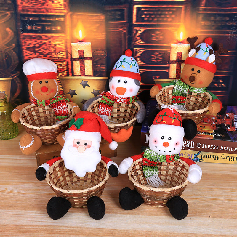 Bulk 5Pcs Crafts Santa Gingerbread Snowman Christmas Candy Box Basket Holder Wholesale