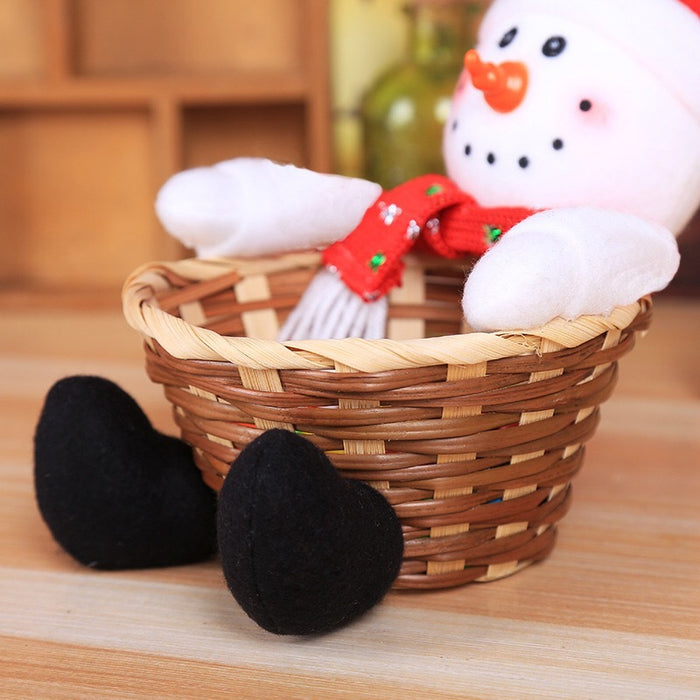 Bulk 5Pcs Crafts Santa Gingerbread Snowman Christmas Candy Box Basket Holder Wholesale