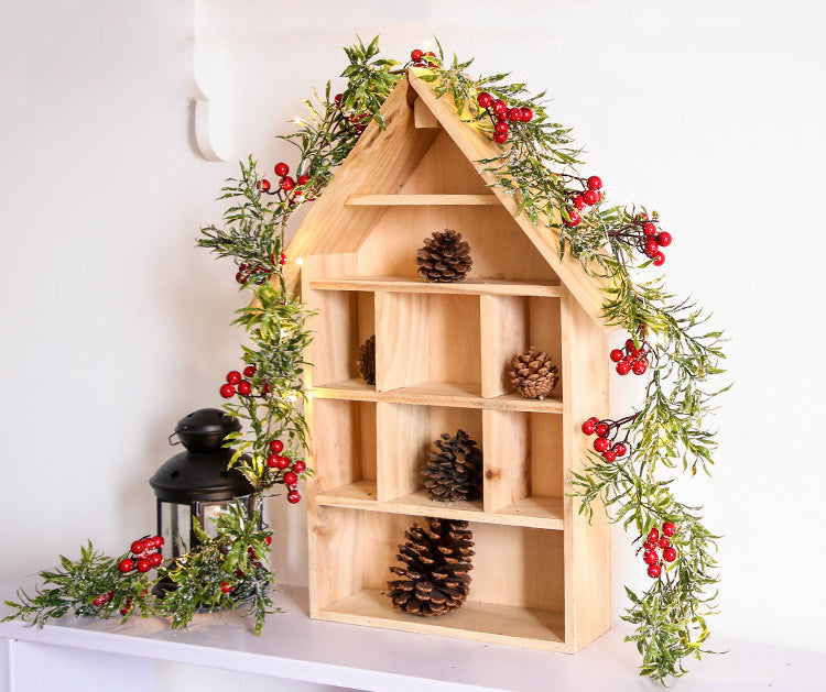 Bulk 9.8FT Pre-lit Christmas Snow Led Lights String Garland with Berries and Leaves Wholesale