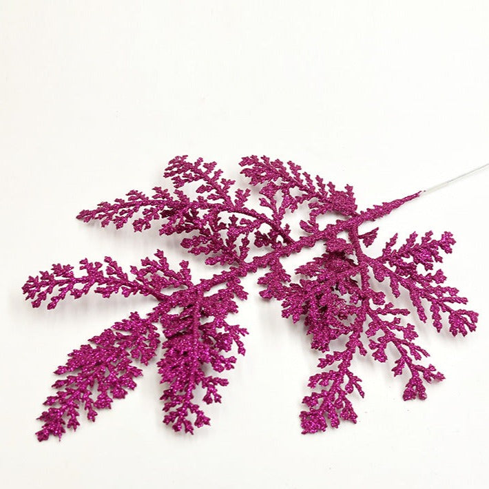 Aiguilles de pin artificielles à paillettes de Noël en vrac, fausses brindilles florales, tiges de pin en gros