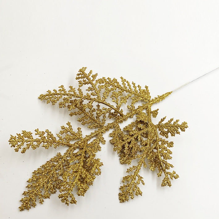 Aiguilles de pin artificielles à paillettes de Noël en vrac, fausses brindilles florales, tiges de pin en gros