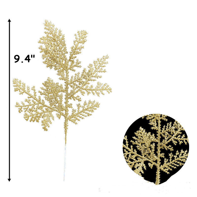 Aiguilles de pin artificielles à paillettes de Noël en vrac, fausses brindilles florales, tiges de pin en gros