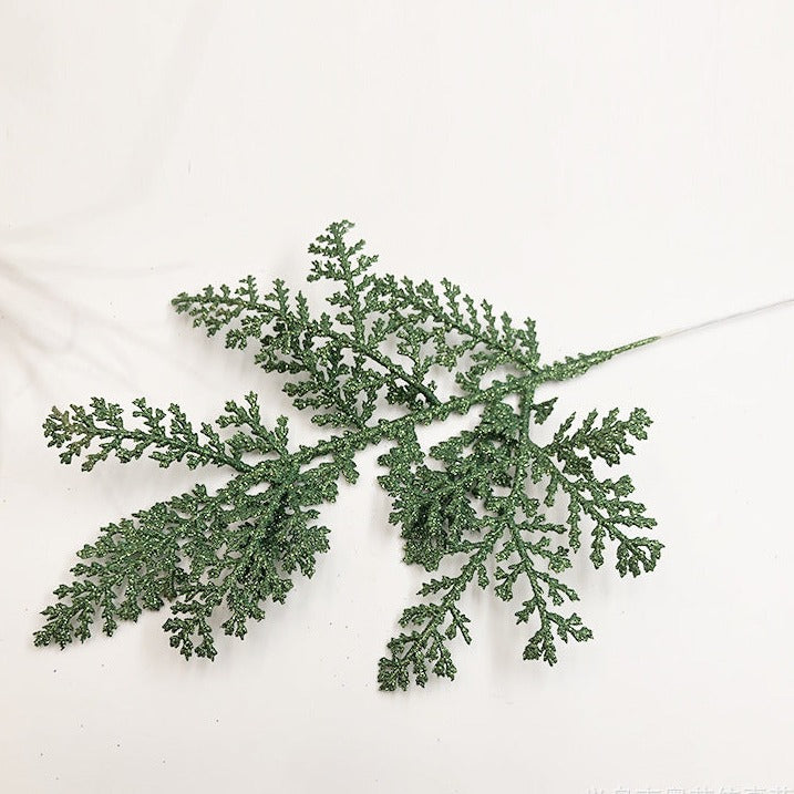 Aiguilles de pin artificielles à paillettes de Noël en vrac, fausses brindilles florales, tiges de pin en gros