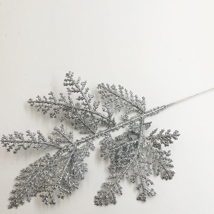 Bulk Christmas Glitter Artificial Pine Needles Fake Floral Twig Picks Pine Stems Wholesale