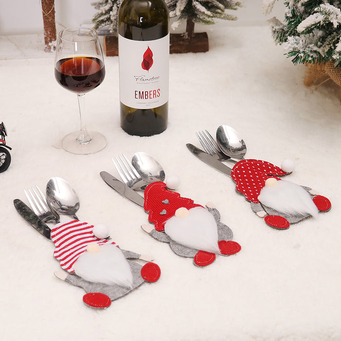 Bulk 3Pcs Santa Christmas Knife and Fork Covers Wholesale