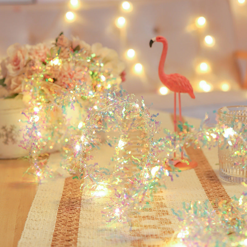 Bulk 9.8FT Pre-lit Christmas Tinsel Garland Shiny Twist Garland Hangin ...