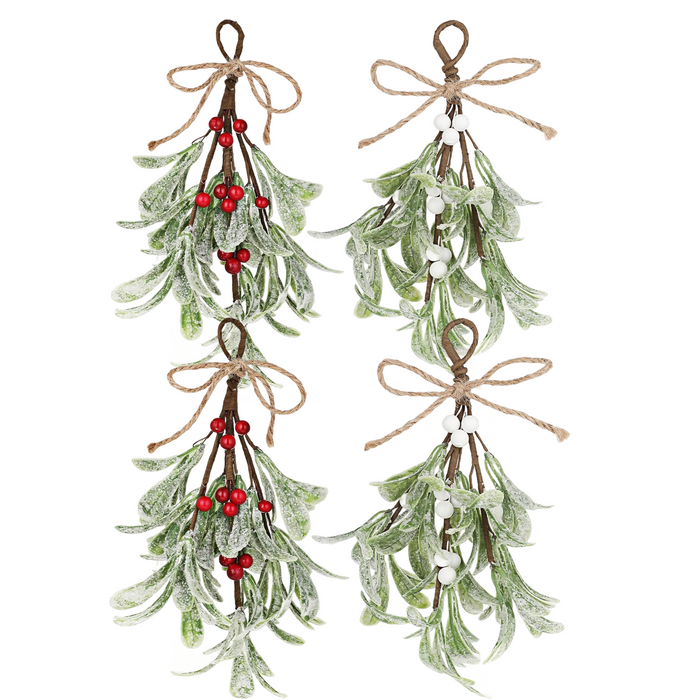 Bulk 4pcs Christmas Mistletoe Decor Artificial Mistletoe Hanging Ornaments Wholesale