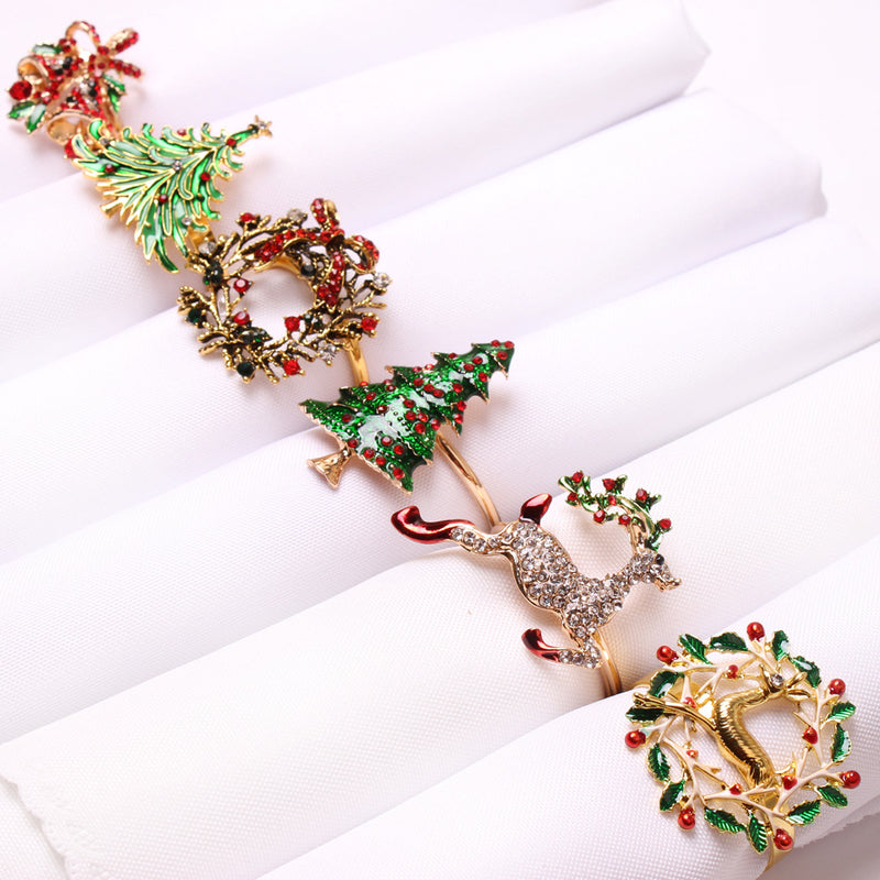 Lot de 6 porte-serviettes de Noël en vrac