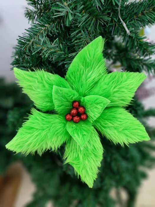 Bulk Christmas Plush Flowers Poinsettia Christmas Ornaments Wholesale