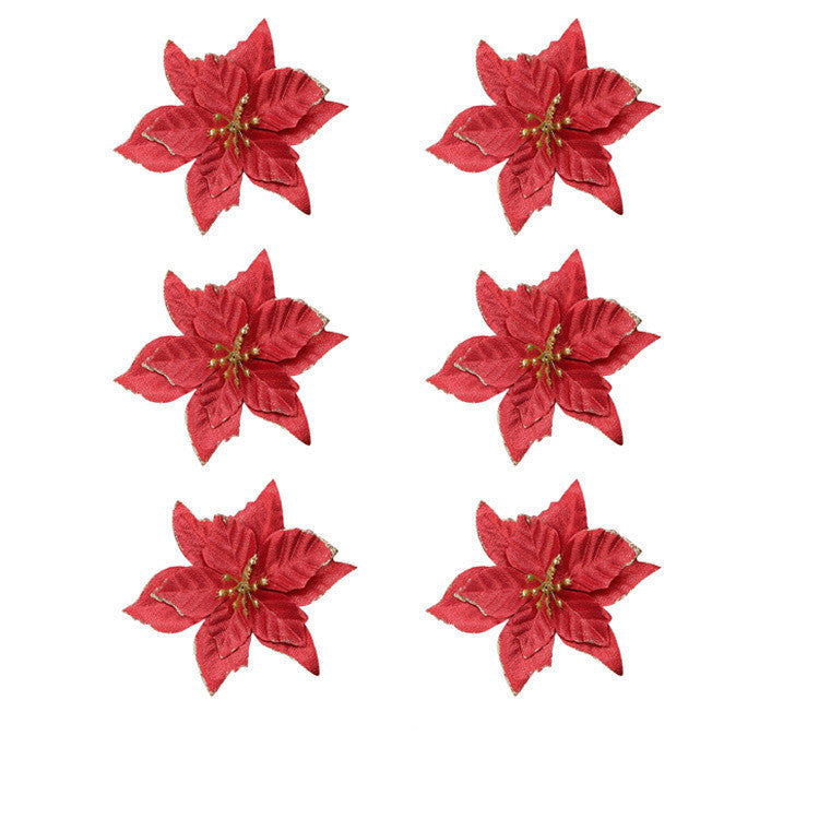 Bulk 36Pcs Christmas Poinsettia Christmas Tree Flowers Glitter Flowers Hanging Ornaments Wholesale