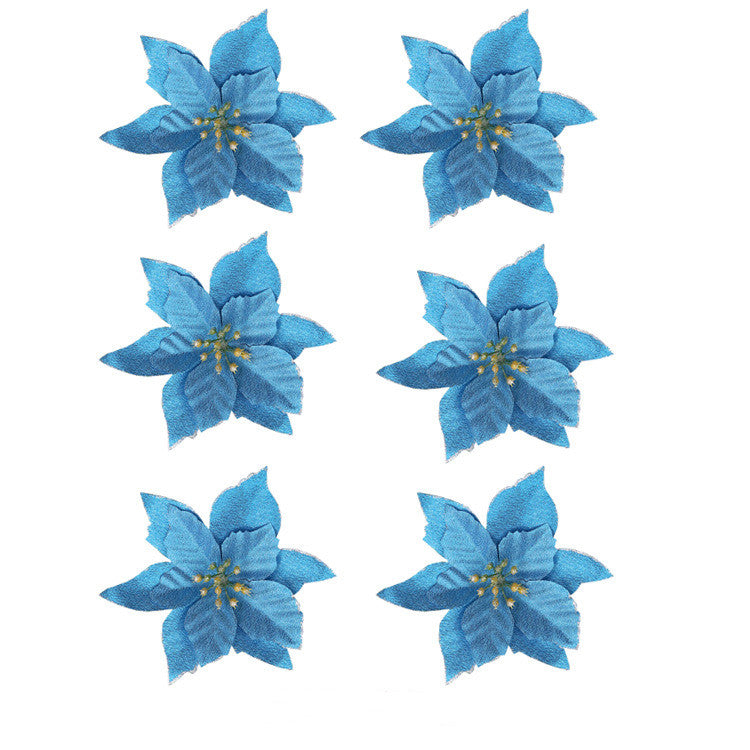 Bulk 36Pcs Christmas Poinsettia Christmas Tree Flowers Glitter Flowers Hanging Ornaments Wholesale