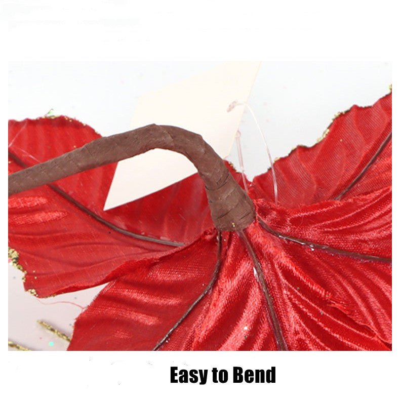 Lot de 500 tiges de poinsettia de Noël personnalisées à paillettes, décorations de Noël en gros