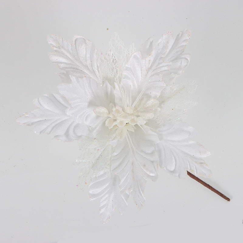 Lot de 500 tiges de poinsettia de Noël personnalisées à paillettes, décorations de Noël en gros