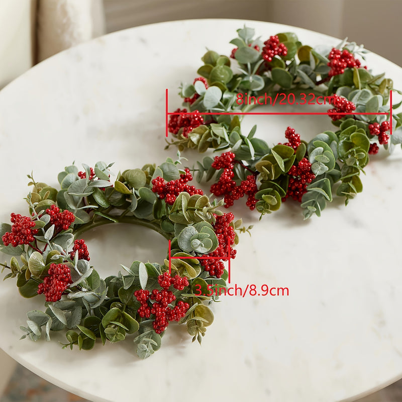 Bulk Christmas Red Berry Candle Wreath Holiday Decor for Fireplace, Dining Table, Christmas Party Wholesale